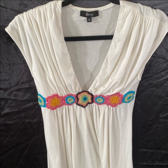 SKY Tops - SKY brand Top w Flower Embellishments. Small